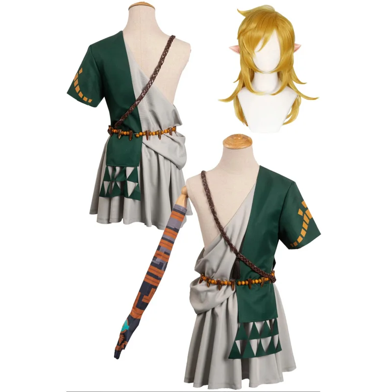 Link Cosplay Fantasy Worn Outerwear Anime Zerda Game Kingdom Tears Disguise Costume Adult Men Male Roleplay Fantasia Outfits