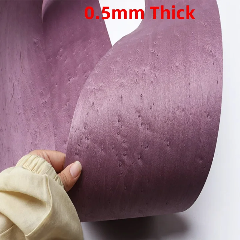 

0.5mm Purple Maple Burl Birdseye Wood Veneer Solid Wood for Guitar Piano Instrument Craft Furniture Decor Panels L: 250X18cm
