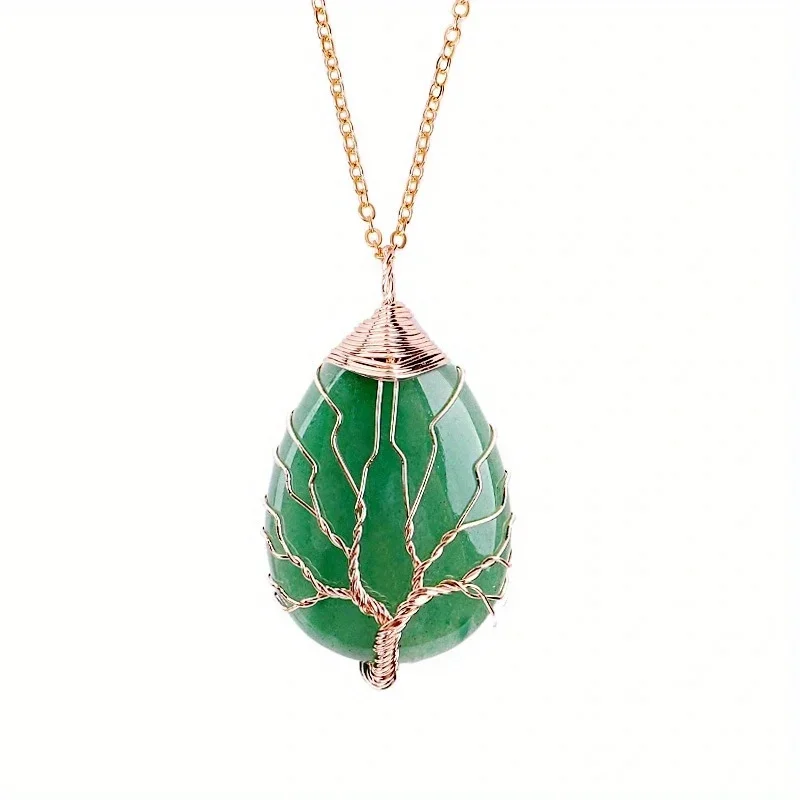 Baum des Lebens 7-Chakra-Halskette mit natürlichem Edelstein, Kristall-Energie-Heilung, handgefertigte Anhänger-Halskette, Yoga-Schmuck, Vintage für Frauen – Detail 17