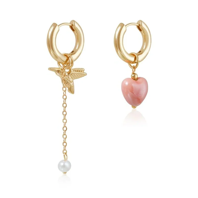 

Elegance Heart Bird Pearl Asymmetry 2025 New Earrings French Retro Fashion Luxury Accessories Women Jewelry Wedding Part Gifts