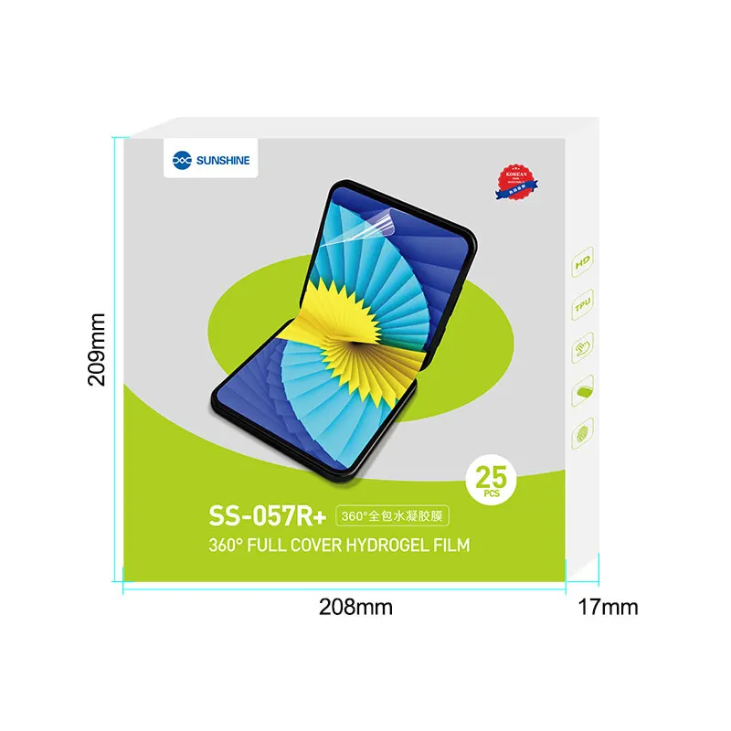 Sunshine SS-057R + 25pc HD Hydrogel Film per schermo pieghevole, 360 ° completamente avvolto anteriore e posteriore, adatto per macchina da taglio Film