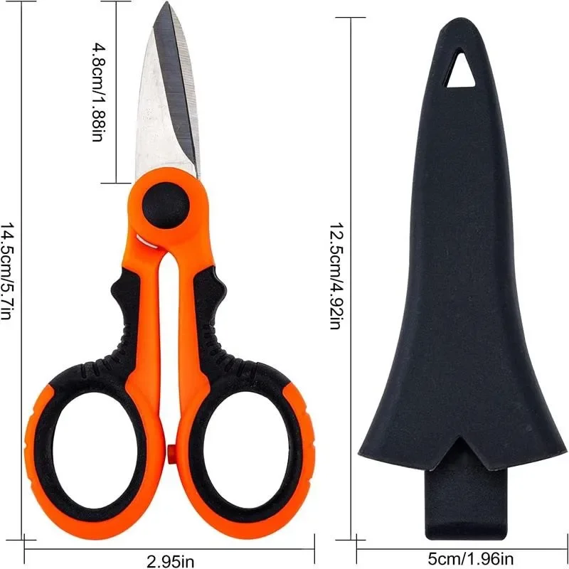 New High Carbon Steel Scissors Household Shears Tools Electrician Scissors Stripping Wire Cut Tools for Fabrics, Paper and Cable