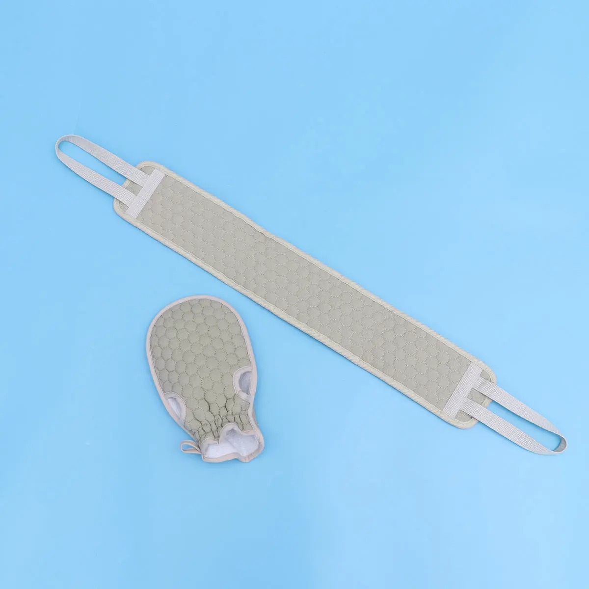 

2pcs Bath Towel Scrub Glove Set Thick Exfoliating Shower Spa Gloves Soft Skin Rubbing Scrubber Long Strip Towel Back Cleaning