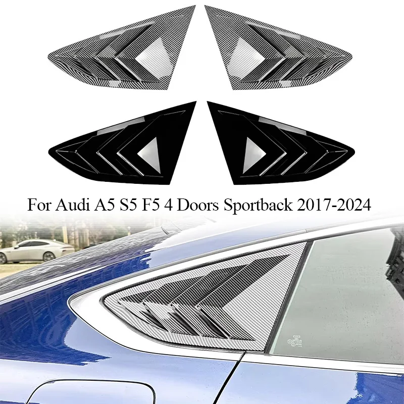 Rear Windows Louver Cover For Audi A5 S5 F5 Sportback 4-Door 2017-2024 Car Side Shutter Cover Trim Sticker Vent Scoop Body Kits