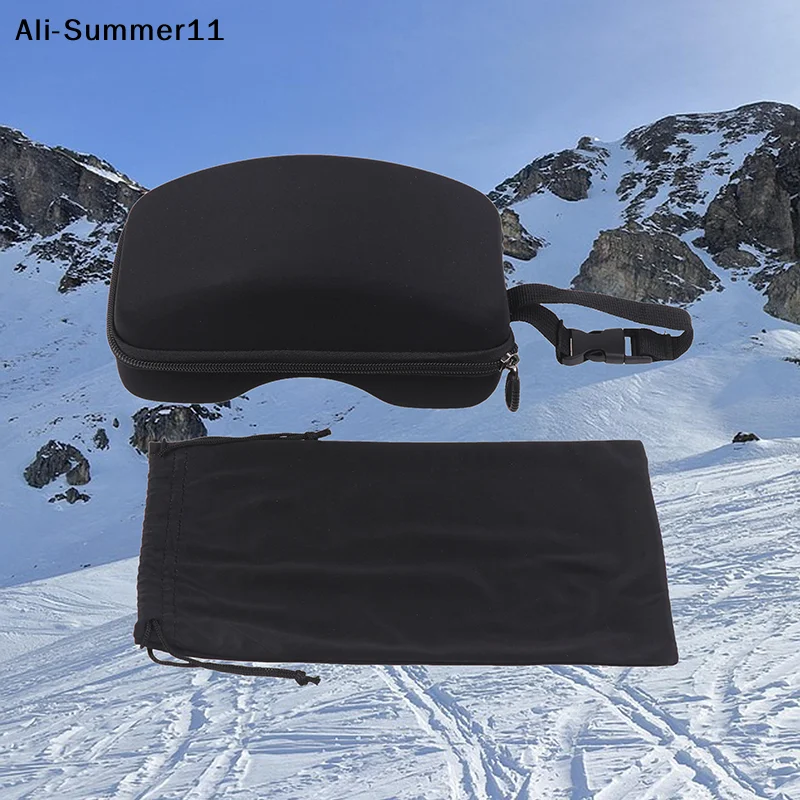【A6L】Skibrillenbox, Skibrillenetui, Hartes, stoßfestes Etui für Skibrillen, schwarze Nylontasche zur Aufbewahrung von Skibrillen