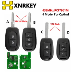 Xnrkey Afstandsbediening Sleutelhanger Voor Renault Sandero Megane Duster Logan 2016 2017 433Mhz PCF7961M/ID4A Met Ongesneden VAC102/VA2 Blade Autosleutel