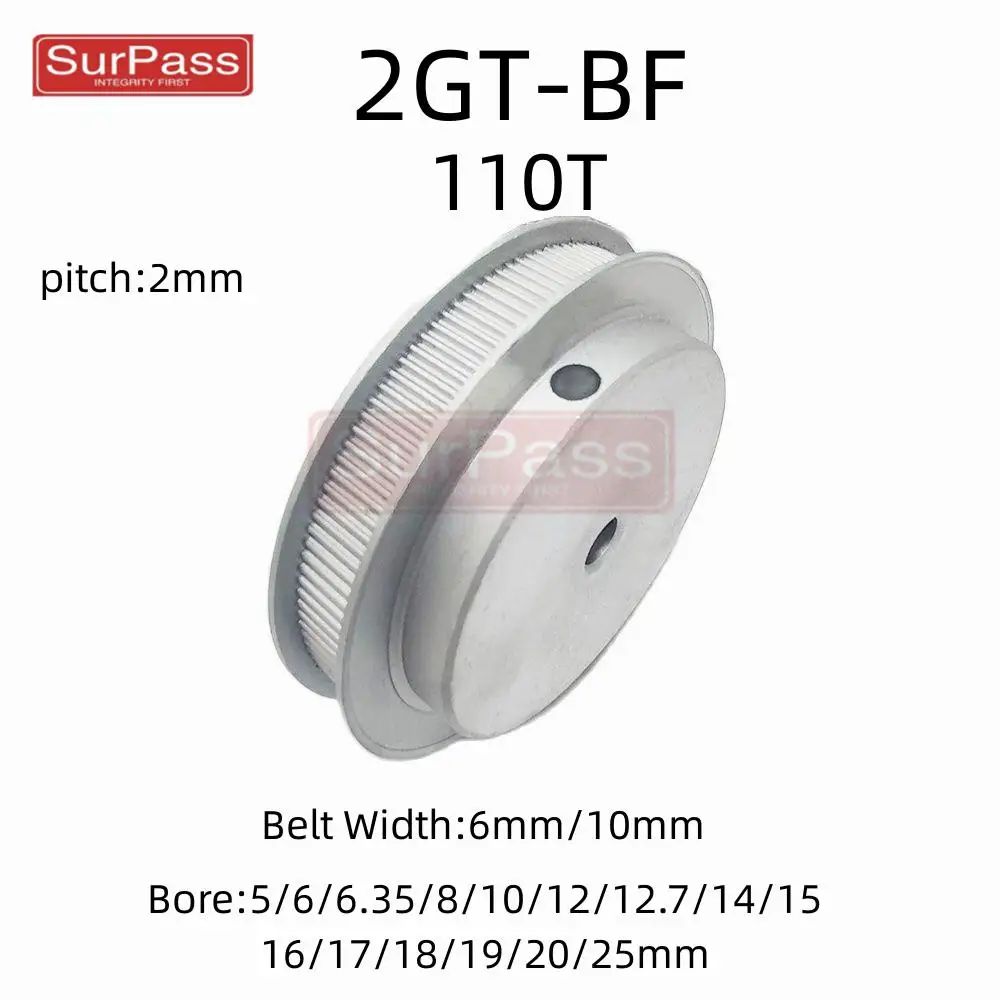 

2GT/GT2 Timing Pulley 110T Tooth Teeth Bore 5/6/8/10/12/14/15/16/17/18/19/20/25mm Synchronous Wheels Width 6mm/10/mm Belt Width