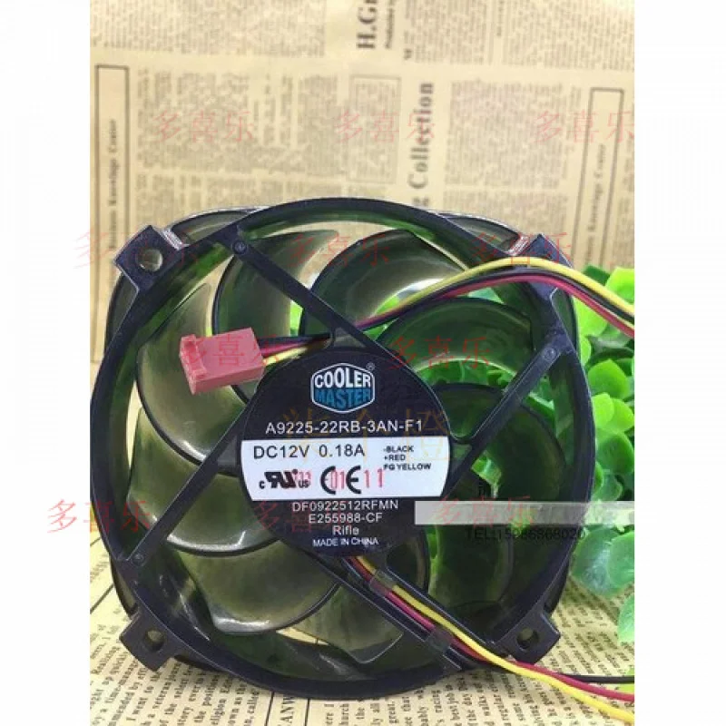 WW    COOLER for   MASTER Silent Cooling Fan A9225-22RB-3AN-F1 12V 0.18A 90*90*25mm