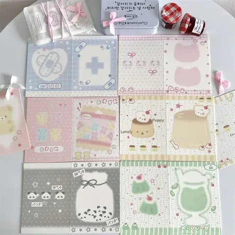10Pcs 한국어 INS 부드러운 귀여운 것들 접는 카드 Kpop 아이돌 3 인치 사진 카드 DIY 장식 포장 골판지 소녀 카드 포장