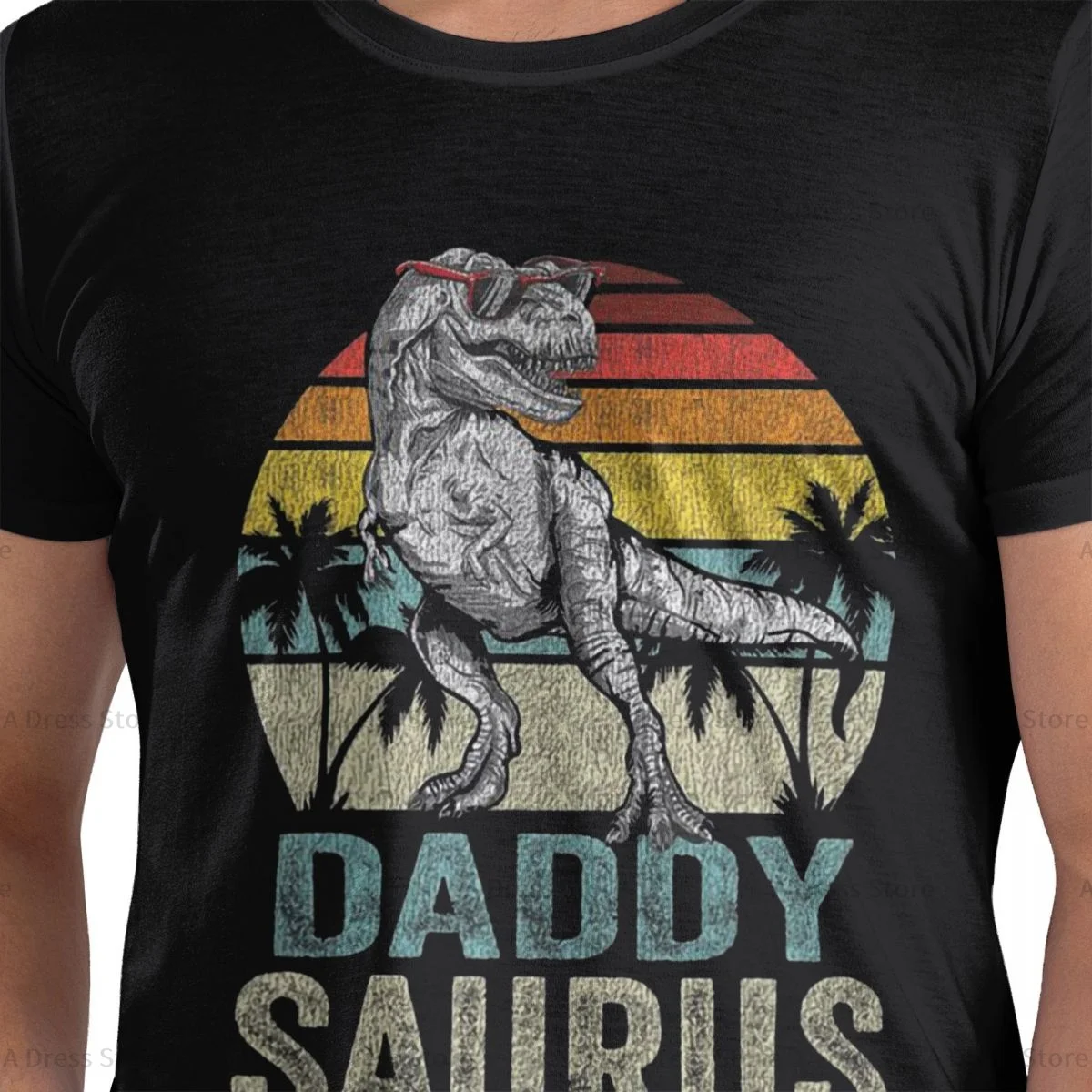 Papasaurus Daddysaurus Men's round neck T-shirt,ins style,Oversized print Tee Shirt,Short Sleeve T shirt all the year round Gift