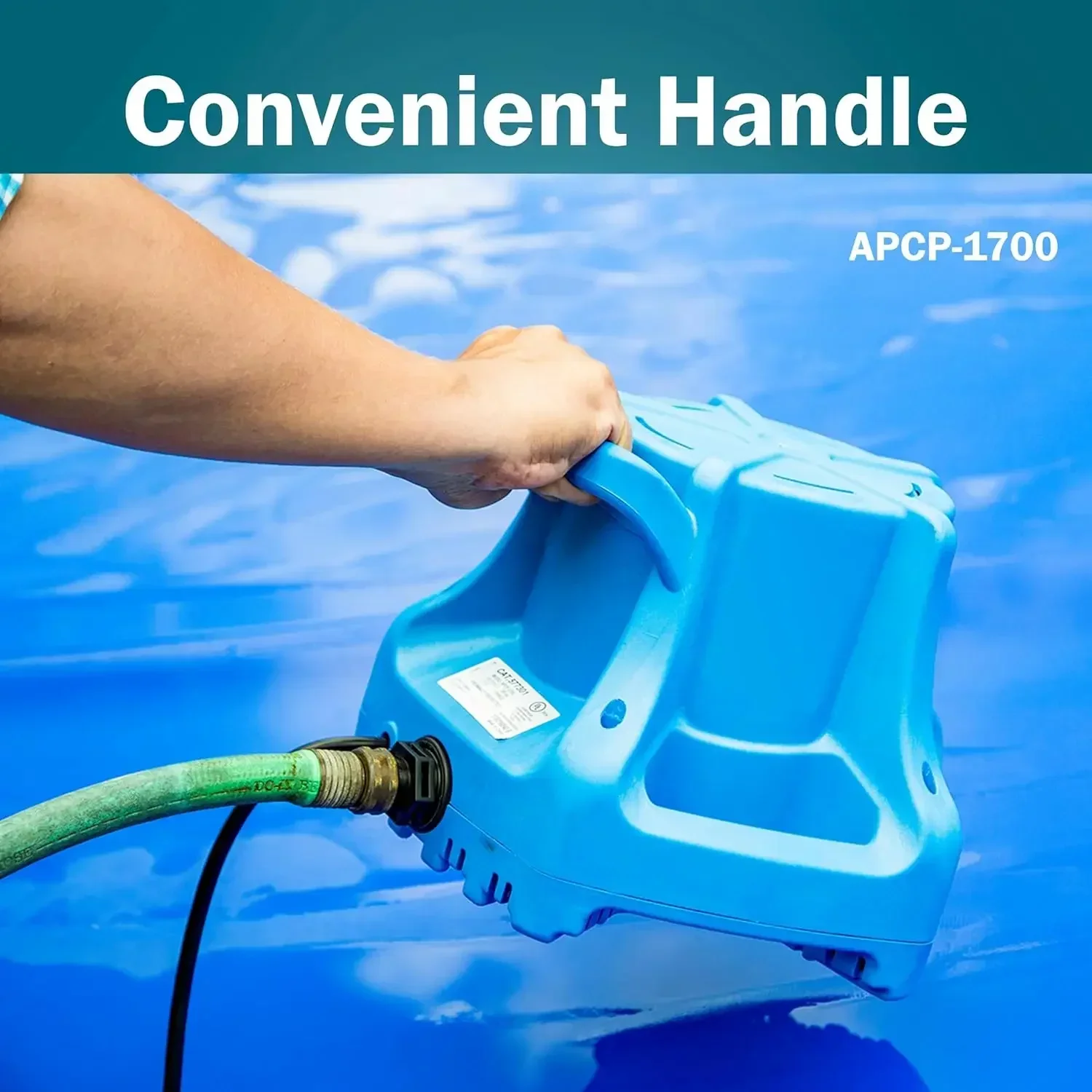 APCP-1700 115-Volt, 1/3 HP, 1745 GPH, Automatic, Submersible, Swimming Pool Cover Pump with 25-Ft.  Cord, Light Blue