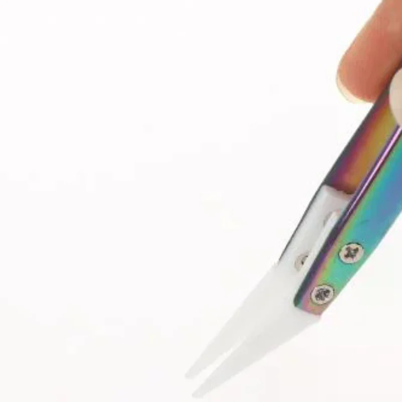 1Pcs  High-precision  Reverse Anti-Magnetic With Pointed & Curved Tips Non-Conductive Precision Ceramic Tweezers For Solder