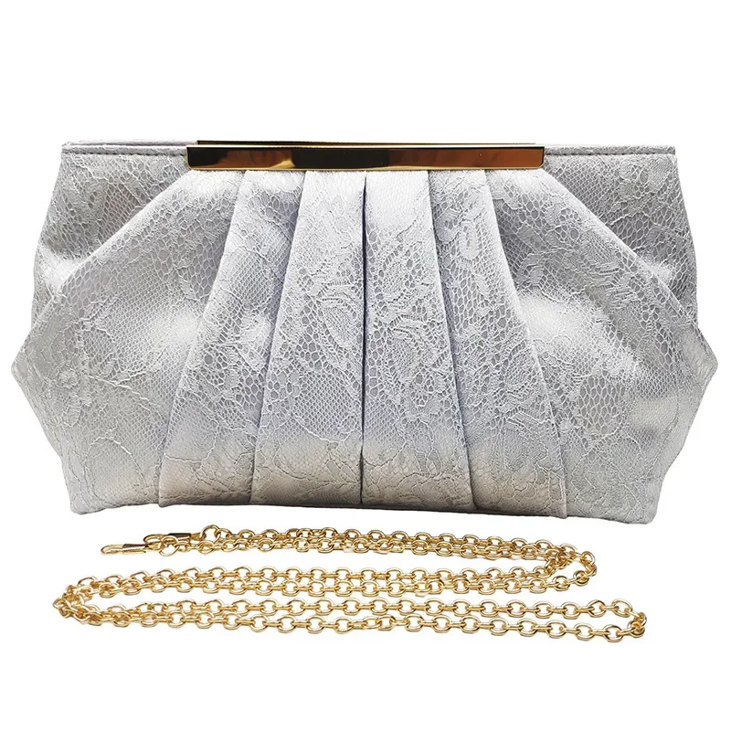 2023 New Lace Evening Bags Clutch Vintage  Bags Silver Luxury Handbags  Bolso Mujer Envelope Clutch Purse Female Messenger Bags