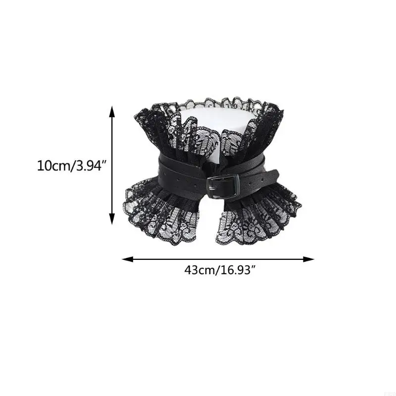 F92D женское винтажное ожерелье принцессы с искусственным воротником в готическом стиле, черное из искусственной кожи, кружевное