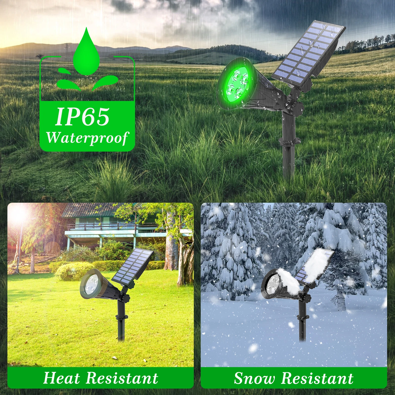 T-SUN 1/2/4 Packs Green Led Solar Lights Solar Spotlight Waterproof Solar Wall Light  Solar Garden Light Solar Lamp Outdoot