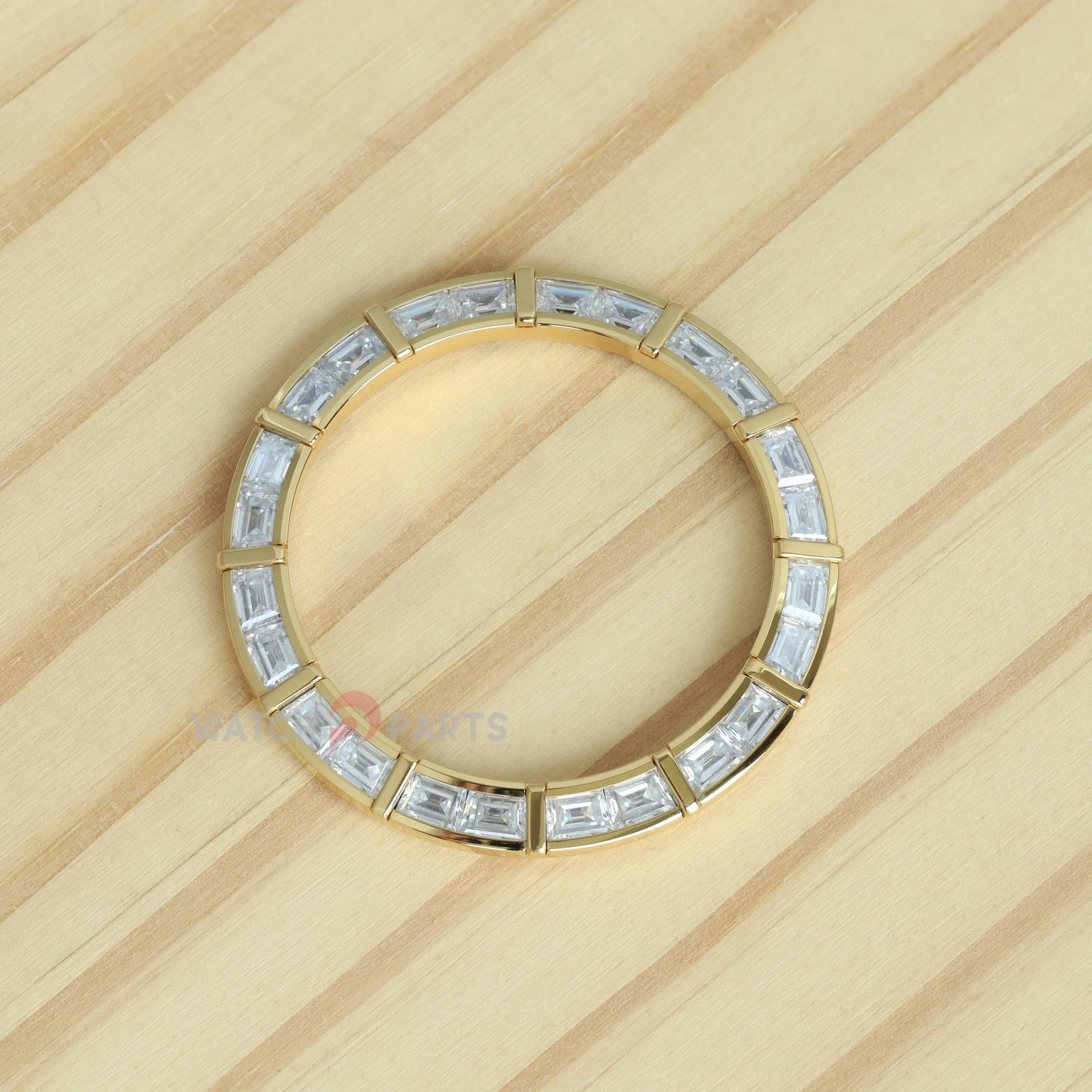 

24 Baguette Synthetic Moissanite Diamond Gold Watch Bezel for Rolex Daytona 40mm Watch Gemstone Bezel