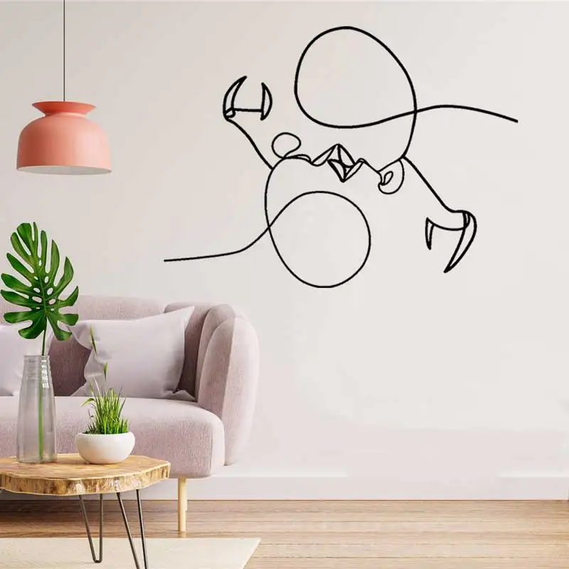 

Minimalist abstract line art men and women couple kissing wall art vinyl wall stickers home bedroom modern stylish decor sticker