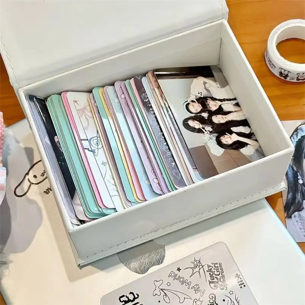 Desk Decoration Waterproof Card Storage Box Anime Cartoon Desktop Storage Box Cute PU Photo Card Organizer Idol Card Organizer