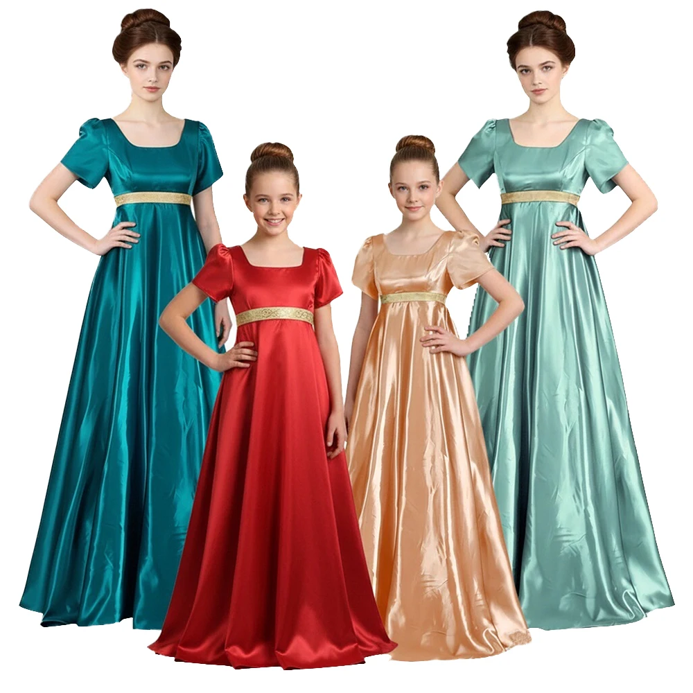 

Викторианское платье в стиле Регенси для женщин, платье в стиле ампир, платье в стиле Джейн Остин, атласное винтажное платье для бальных, вечерних и чаепитийных мероприятий.