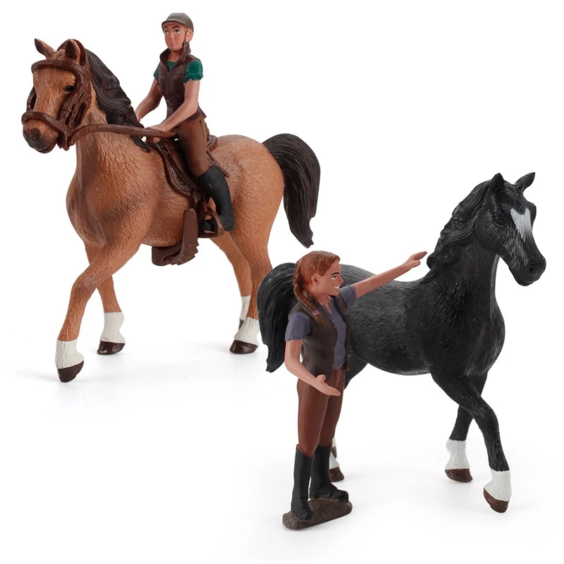 Kids Toys Steed Model Simulated Racecourse Scene Horse Shed Fence Set Animal Figures Horse Trainer DIY Desktop Ornaments