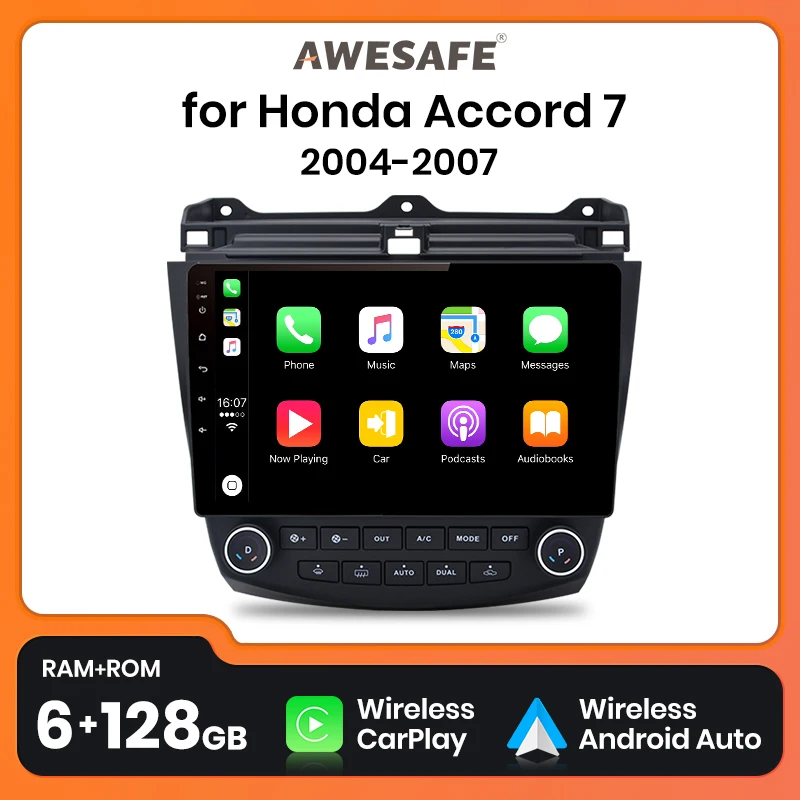 AWESAFE  AI Voice 2 din Android Auto Radio for Honda Accord 7 2003-2008 Carplay 4G Car Multimedia GPS 2din autoradio