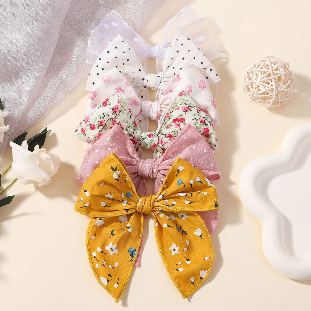 6pcs Elegant Floral Cotton Hair Bow Spring Hair Clip Fashion Print Hair Barrette Women Girls Sweet Hairclip Hair Accessories image 4