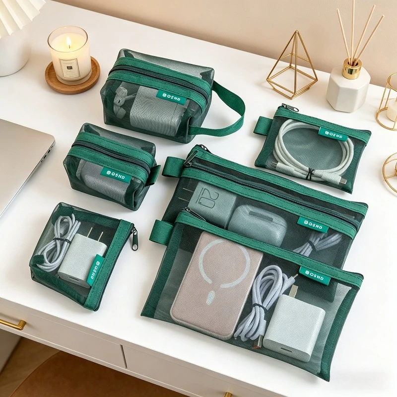 6 Stück transparente Netz-Aufbewahrungstaschen für Münzen und Kleinigkeiten, tragbare 3D-Karten-Organizer-Taschen, Kosmetiktaschen, Reise-Aufbewahrungstasche
