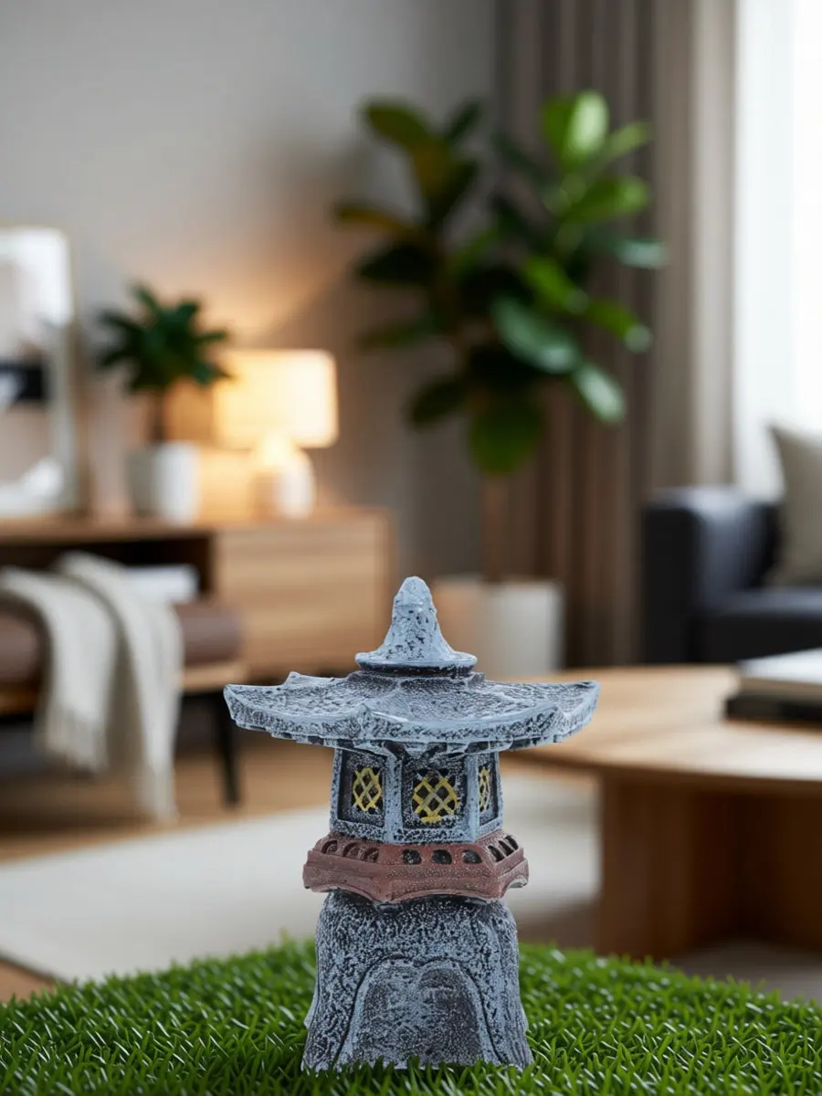 Pagoda Lantern Resin Garden Statue Retro Design Outdoor Indoor Japanese Decoration Miniature Asian Landscape Yard Bonsai
