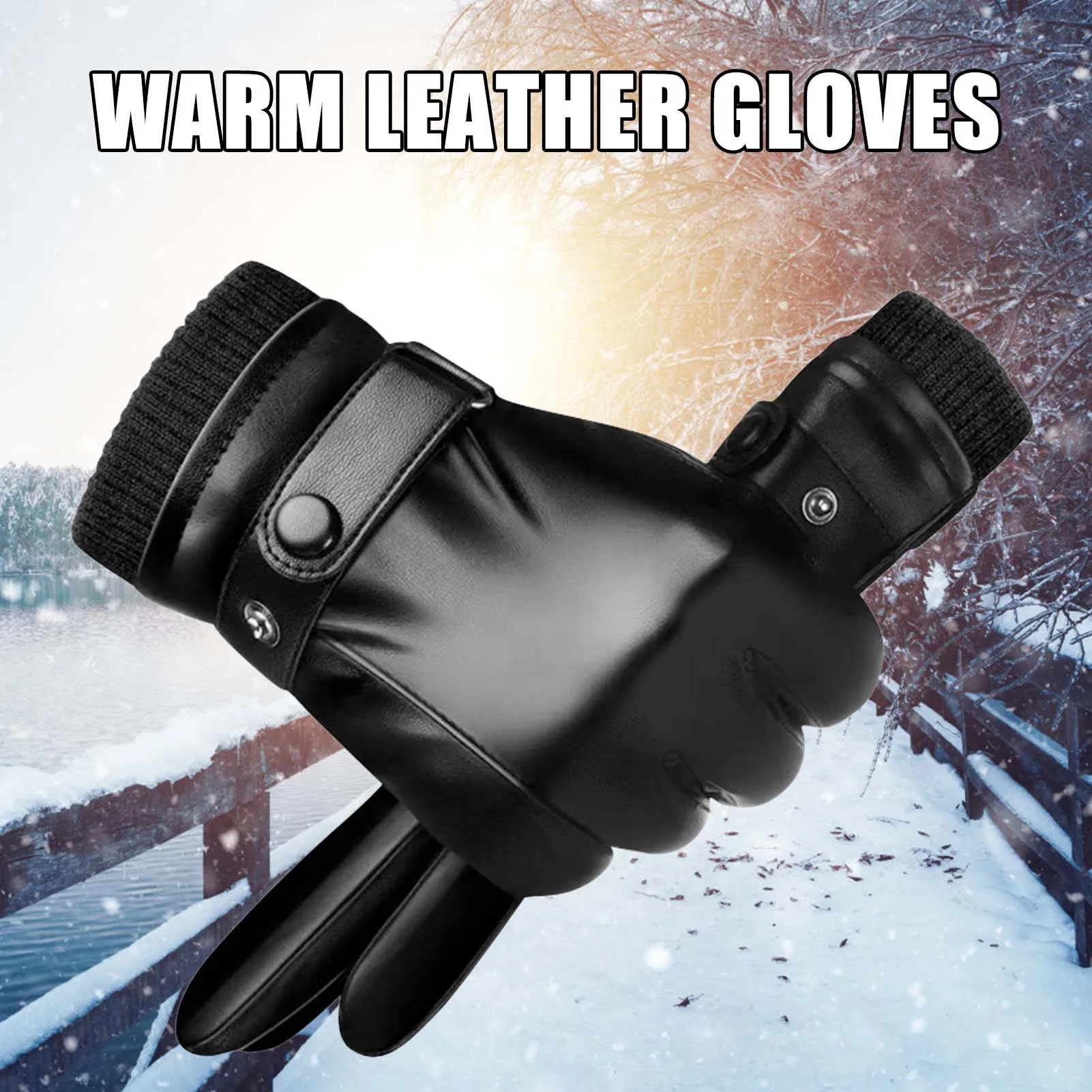 Men's Winter Thickened PU Gloves Comfortable and Breathable Waterproof Gloves for Men Riding Winter Accessories