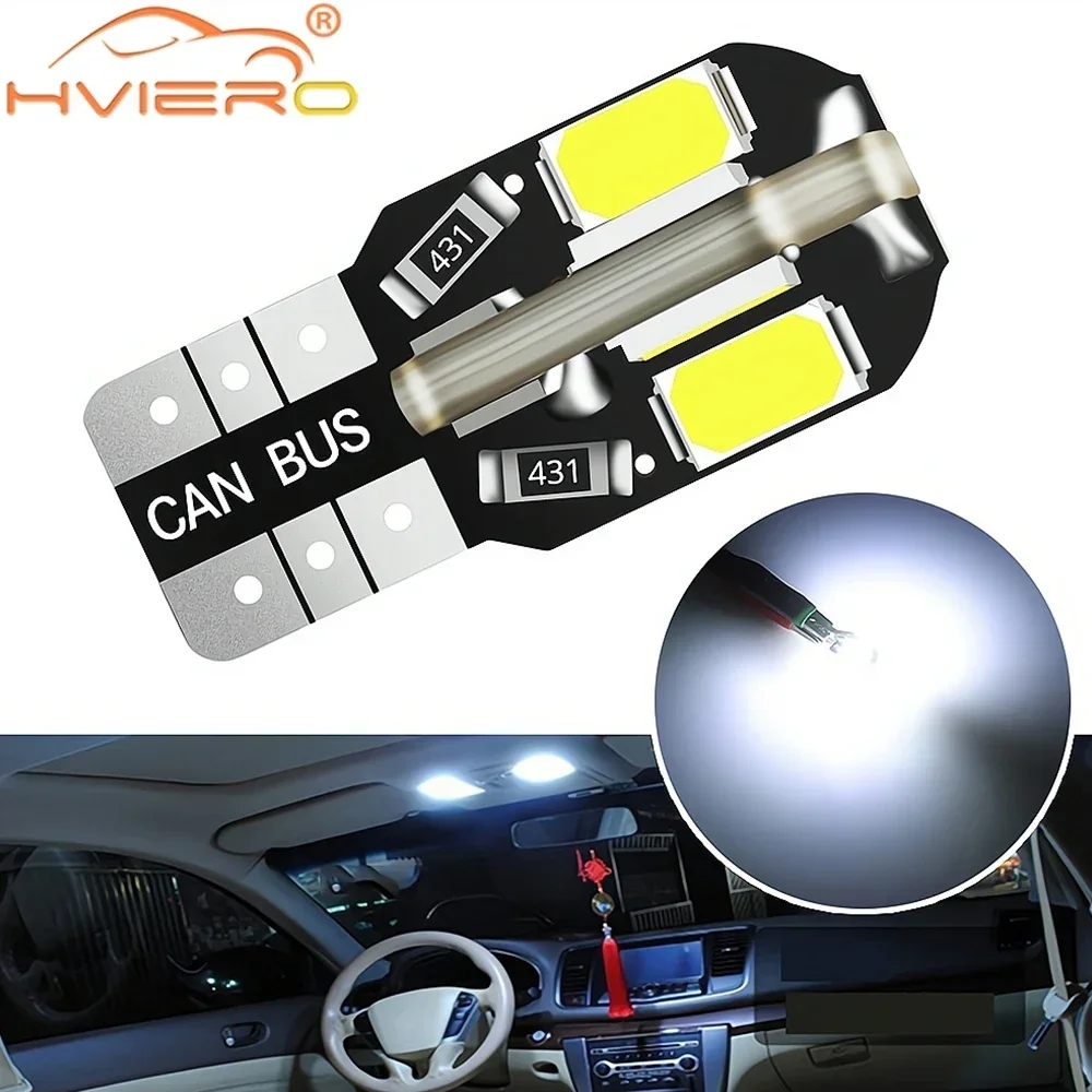 1X T10 Led W5W Auto DC 12V Interior Bulb Canbus Brake License Plate Light 5730 8SMD Car Side Wedge White Lamp Clearance Lighting