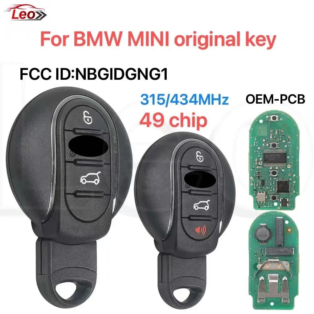 

Leo FCC ID:NBGIDGNG1 For BMW MINI Cooper R56 F-Chassis F55 F56 3-4button original smart key 315/434MHz 49chip PCF7953