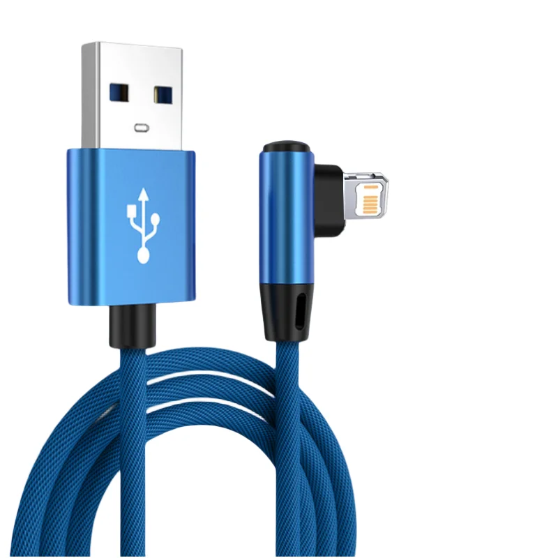 90-Grad-USB-Kabel für iPhone 14 13 12 11 Pro Max X XR 6s 7 8 Plus Handy Schnellladekabel Daten-Ladekabel