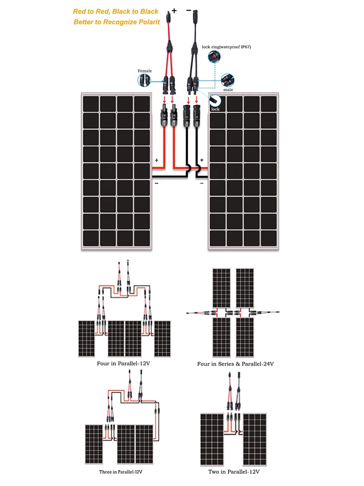 1Pair Solar Photovoltaic Connector Y-Type 2 In1 Panel Parallel Waterproof Connector Solar Panel One Point Two Adapter