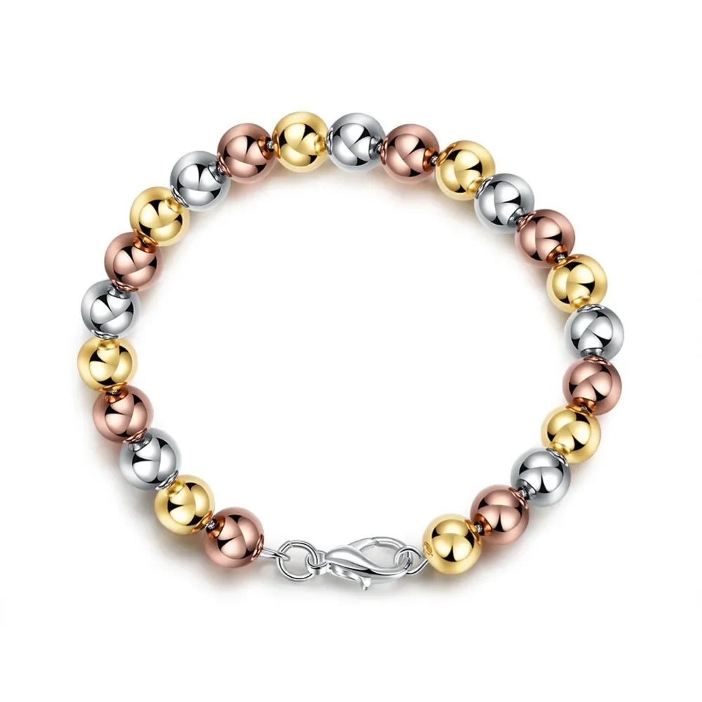 Bracelet boule colorée en argent regardé 925 pour femme, bijoux de fiançailles élégants, CAB003