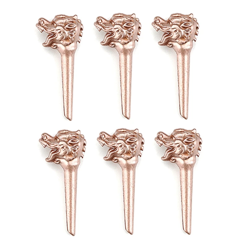 6Pcs Dragon Head Metal Acoustic Guitar Bridge Pins Strings Fixed Cone