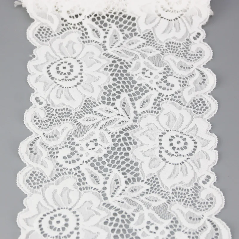 (3 meters/roll) 150mm White Elastic Lace Fabric French Hollow Underwear Lace Curtain Tailing DIY Trim Exquisite Design