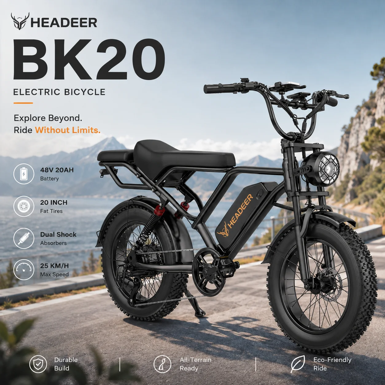 E-Bike 48V20AH Lithium-Akku Elektrofahrrad für Erwachsene 20*4,0 Zoll Fatbike Offroad-Elektro-Mountainbike