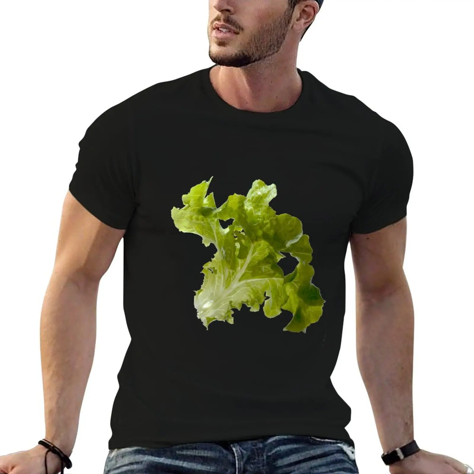 Camiseta de lechuga retroiluminada, Camiseta de algodón, camisetas para hombre con estampados, Camiseta de algodón negro, camiseta lisa para hombre