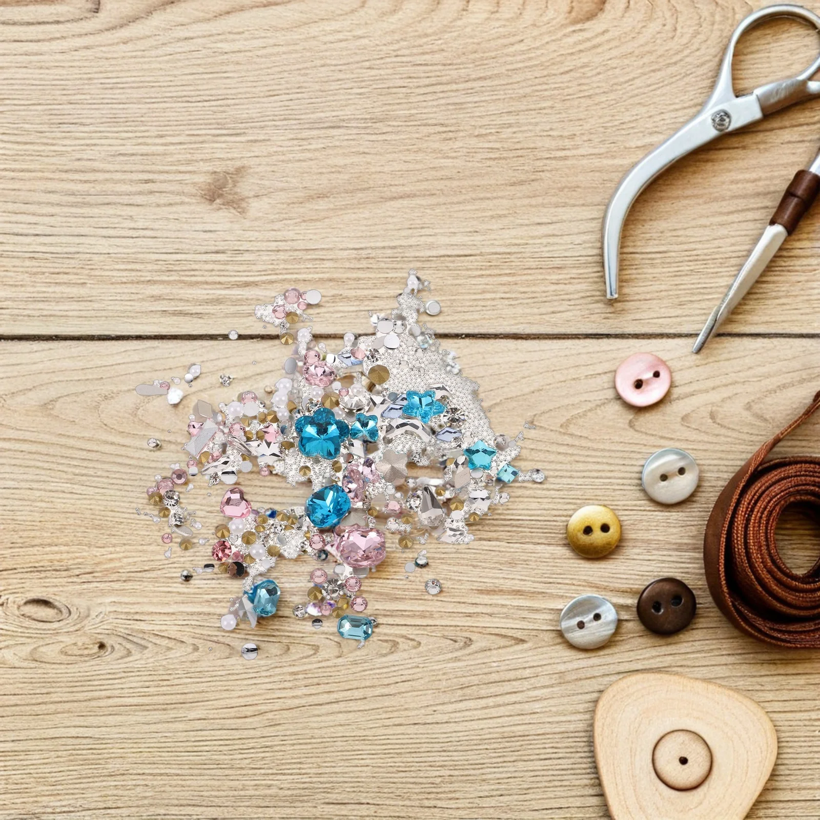 2 sets glitter nageljuwelen 3D strass plaksteen edelstenen voor diy nail art manicure decoraties dames bruids zacht blauw