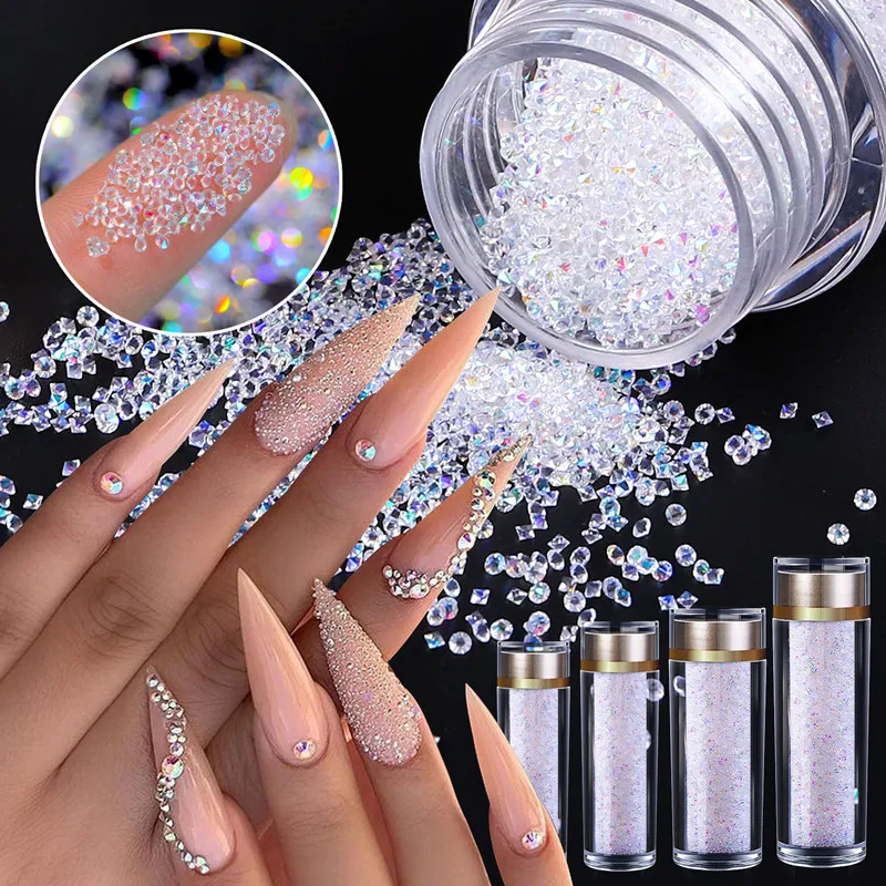 Cuentas de Caviar para manicura, abalorios de cristal de colores pequeños, 3D, brillo Pixie, accesorios de arte de uñas, bola de cristal de diamantes de imitación