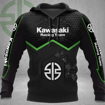 Bluza Kawasaki Mundur motocyklowy Ponadgabarytowa bluza z kapturem Odzież męska unisex Sporty ekstremalne Kombinezon wyścigowy dla dzieci Wysokiej jakości męska