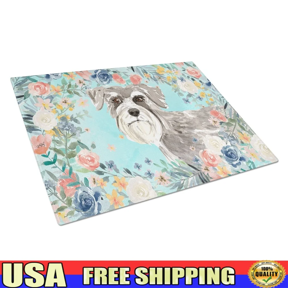 

Большая разделочная доска из закаленного стекла с изображением шнауцера, термостойкие нескользящие ножки, уникальный кухонный аксессуар 12x16 дюймов