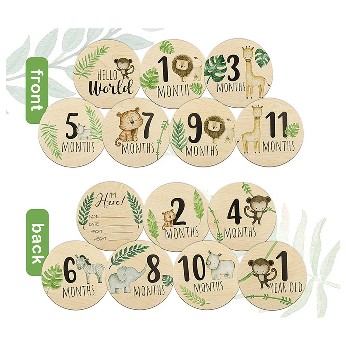 1 Set of 7 Wooden Baby Monthly Milestone Cards Wooden Welcome Newborn Photography Props Month Round Signs Sign Props