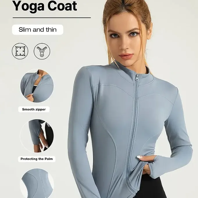 Women's tight yoga clothes jacket slim fit and thin fitness running sports yoga quick drying outdoor spring new