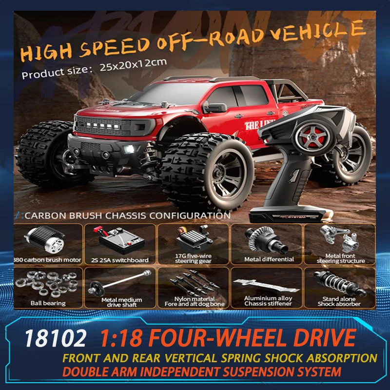 Deline 1:18 Full Scale Racing Rc Remote Control Off-Road Car Model Hill Climbing Toy High Speed Children And Adult Toys Boy Gift