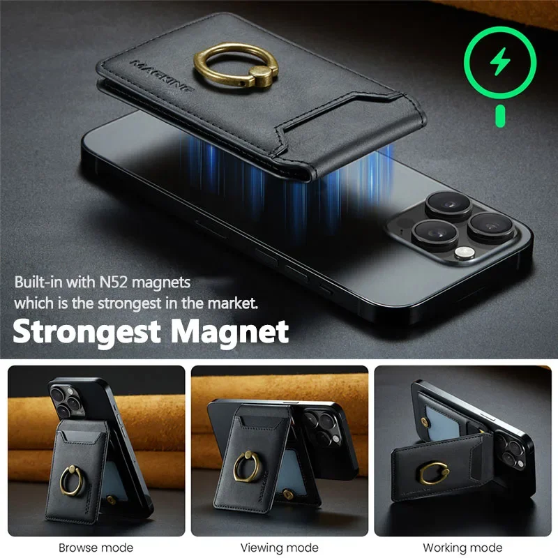 Universal Magsafe Finger Ring wallet for iPhone 15 14 13 16 Pro Max 360 Rotation Grip Magnetic Kickstand Card Holder Accessories