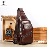 BULLCAPTAIN Brand Men's Handbags fashion Chest Bag 100% Genuine Leather shoulder bag husband high-capacity Men's designer bag