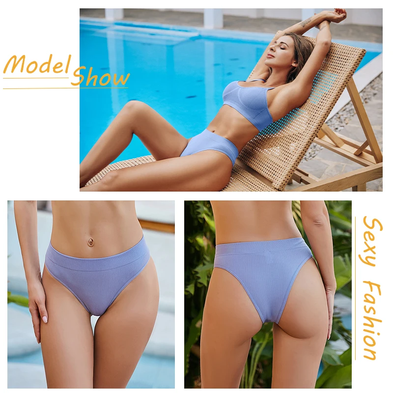 Bragas sin costuras de 2 unids/set para mujer, bragas brasileñas sexys de cintura baja, ropa interior transpirable de Color sólido, lencería suave