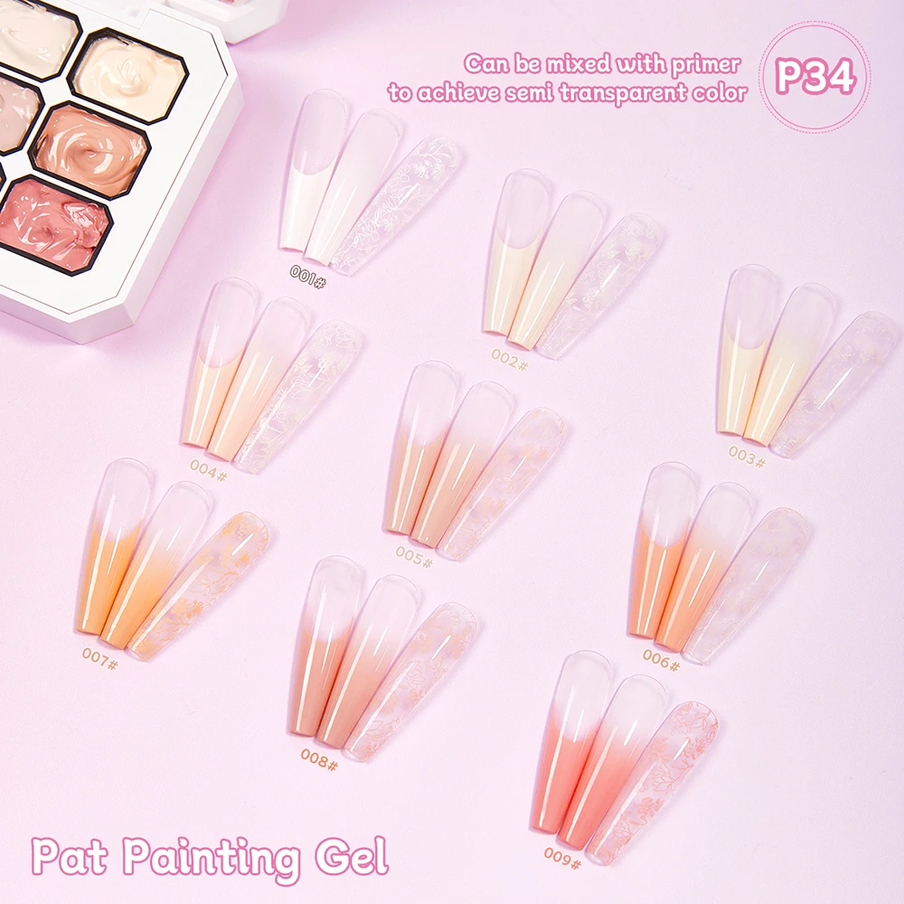 Vendeeni 9 Grid Nude Pink Patting Gel Nail Polish TPO HEMA FREE UV Soak Off Gel Varnish Blooming Gradient Painting Gel Lacquer