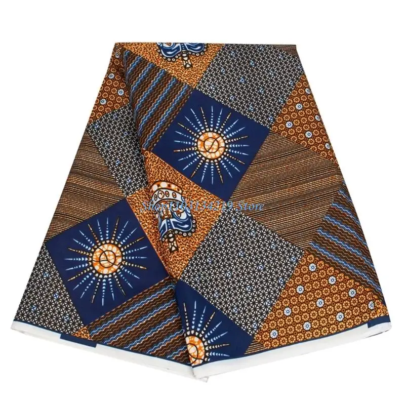 

N5KC 3Yard African Waxed Print Fabric for Sewing Craft Cushion Covers and Patchwork